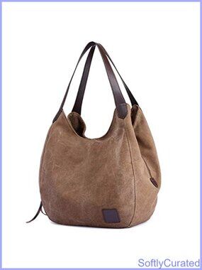 Canvas Hobo Bag Women Multi-Pocket Shoulder Handbag Tote